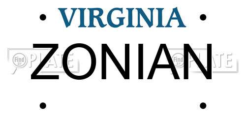 ZONIAN Virginia License Plate