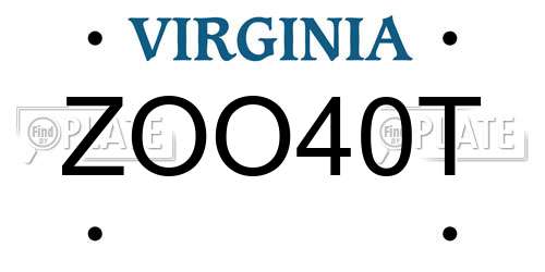 ZOO40T Virginia License Plate