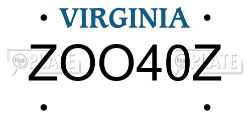 ZOO40Z Virginia License Plate
