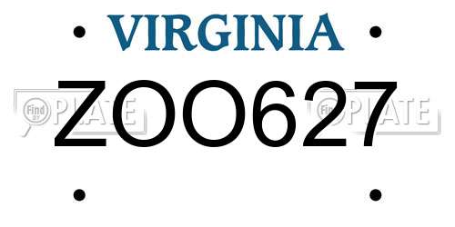 ZOO627 Virginia License Plate