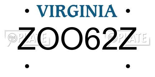 ZOO62Z Virginia License Plate