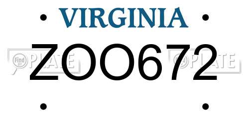 ZOO672 Virginia License Plate
