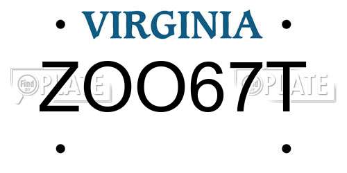 ZOO67T Virginia License Plate