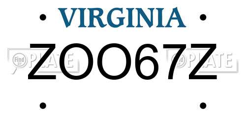 ZOO67Z Virginia License Plate