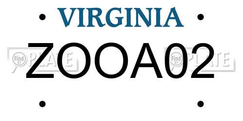 ZOOA02 Virginia License Plate