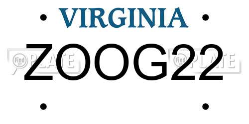 ZOOG22 Virginia License Plate