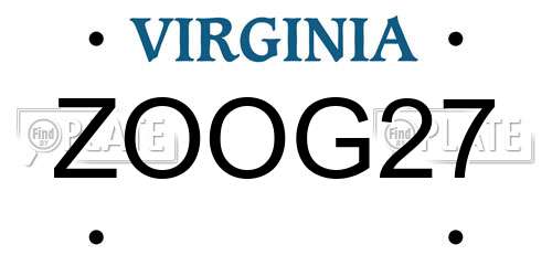 ZOOG27 Virginia License Plate