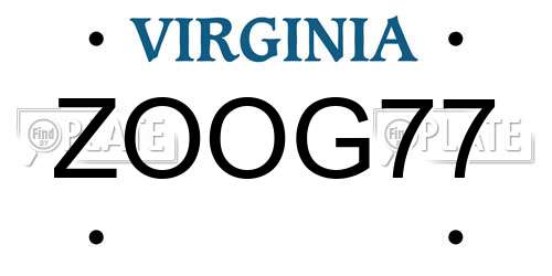 ZOOG77 Virginia License Plate