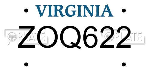 ZOQ622 Virginia License Plate
