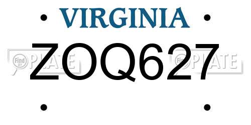 ZOQ627 Virginia License Plate