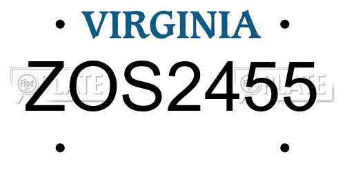ZOS2455 Virginia License Plate