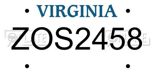 ZOS2458 Virginia License Plate