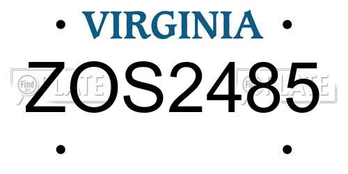 ZOS2485 Virginia License Plate