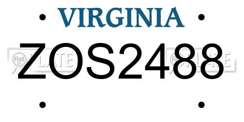 ZOS2488 Virginia License Plate