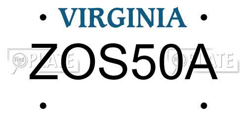 ZOS50A Virginia License Plate