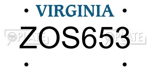 ZOS653 Virginia License Plate