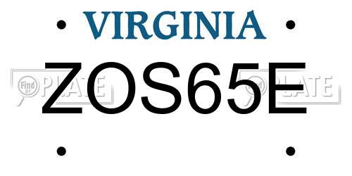 ZOS65E Virginia License Plate