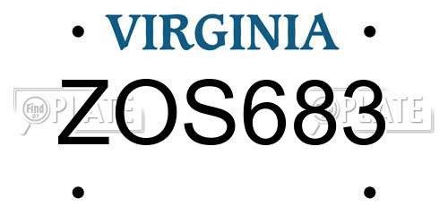 ZOS683 Virginia License Plate