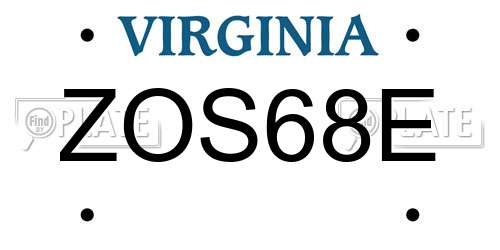 ZOS68E Virginia License Plate