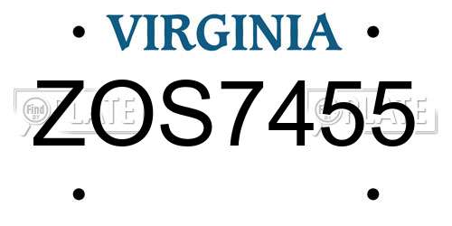 ZOS7455 Virginia License Plate