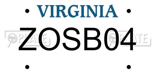 ZOSB04 Virginia License Plate