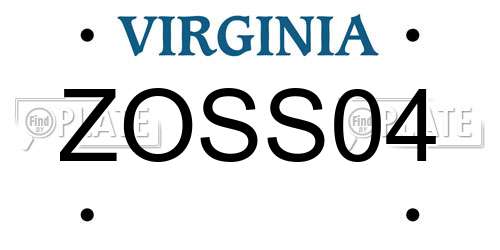 ZOSS04 Virginia License Plate
