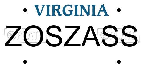 ZOSZASS Virginia License Plate