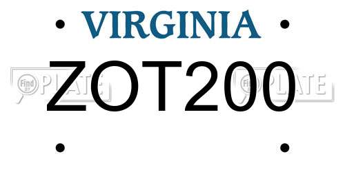 ZOT200 Virginia License Plate