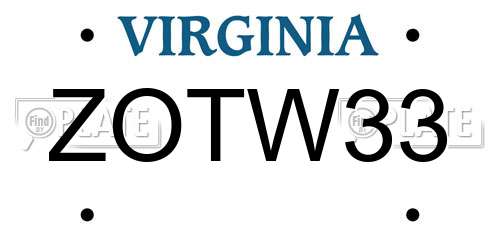 ZOTW33 Virginia License Plate