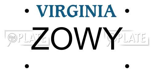 ZOWY Virginia License Plate