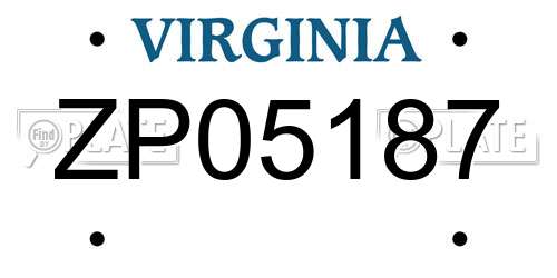 ZP05187 Virginia License Plate