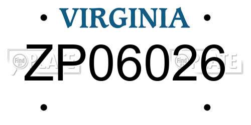 ZP06026 Virginia License Plate