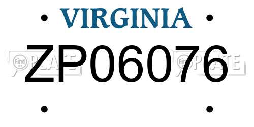 ZP06076 Virginia License Plate