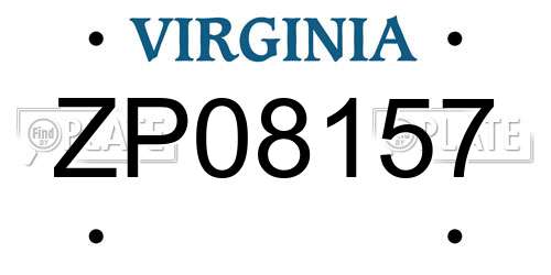 ZP08157 Virginia License Plate