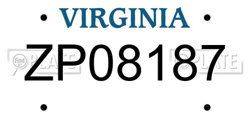 ZP08187 Virginia License Plate