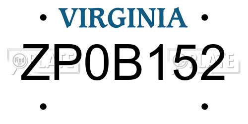ZP0B152 Virginia License Plate