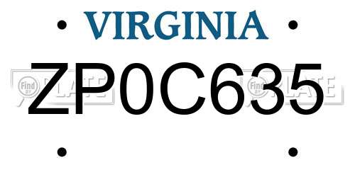 ZP0C635 Virginia License Plate