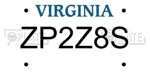 ZP2Z8S Virginia License Plate