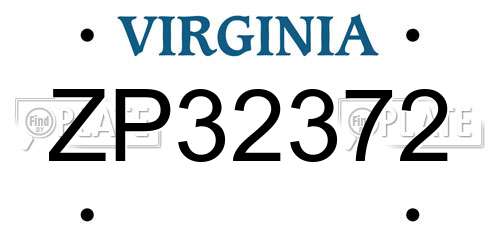 ZP32372 Virginia License Plate