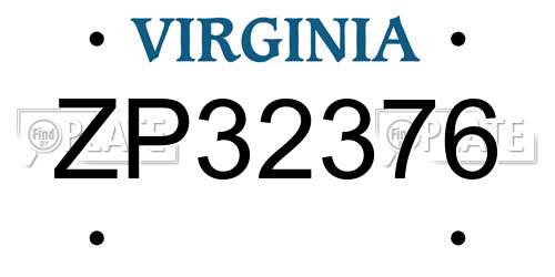 ZP32376 Virginia License Plate