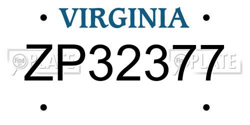 ZP32377 Virginia License Plate