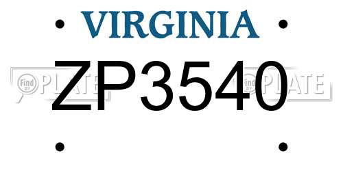 ZP3540 Virginia License Plate