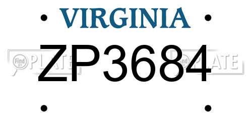 ZP3684 Virginia License Plate