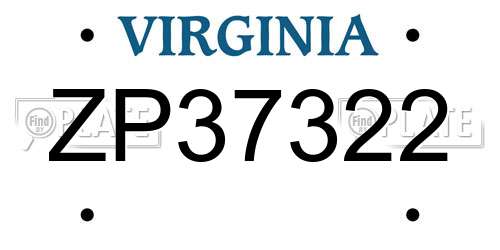 ZP37322 Virginia License Plate