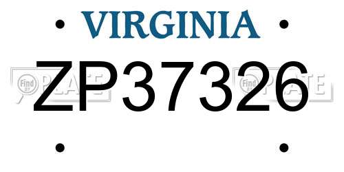 ZP37326 Virginia License Plate