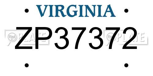 ZP37372 Virginia License Plate