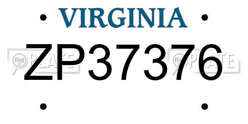 ZP37376 Virginia License Plate