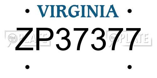 ZP37377 Virginia License Plate