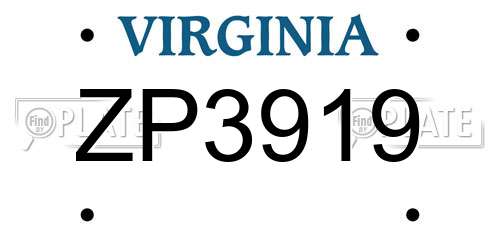 ZP3919 Virginia License Plate