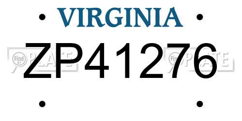 ZP41276 Virginia License Plate